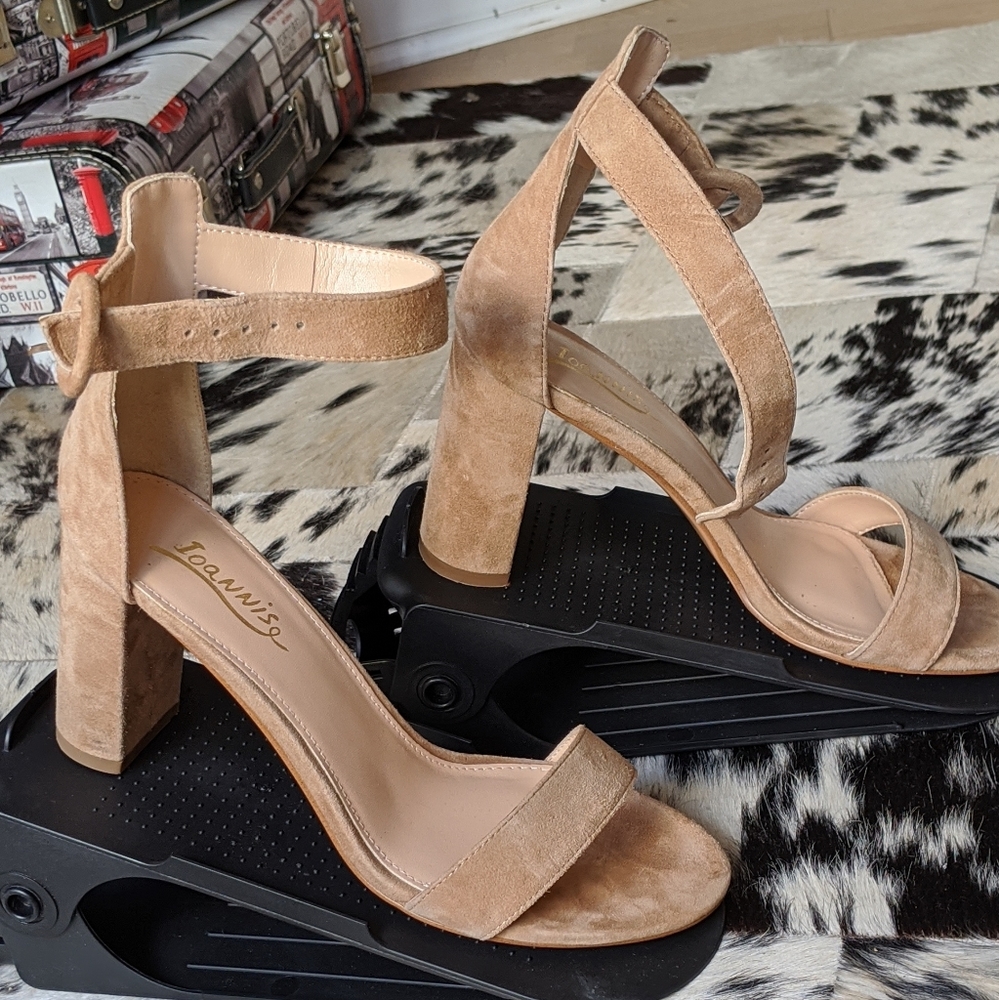 Tan open toe ankle strap sandal